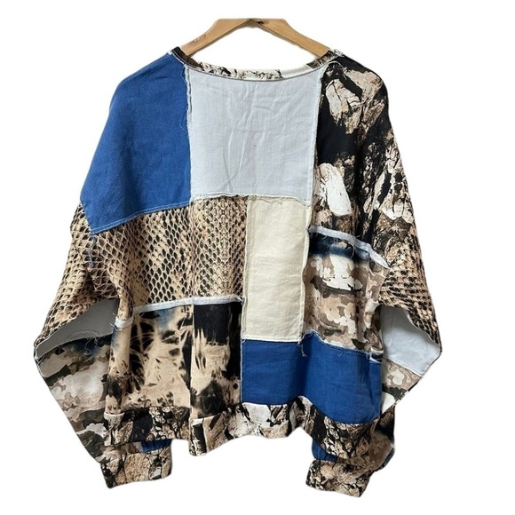 ZARA Patchwork Animal Print Top Women’s Size Medium Boho Retro Loose Fit… - Picture 8 of 11